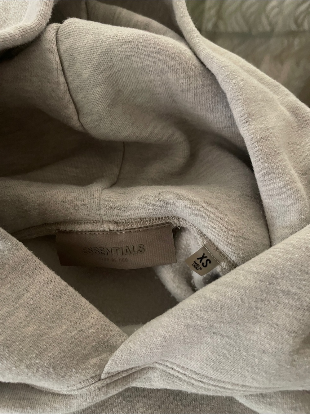 Essentials Light Gray Hoodie with Chest Logo - Picture 3 of 5